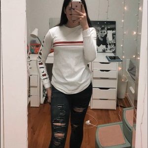 vans white long sleeve tee
